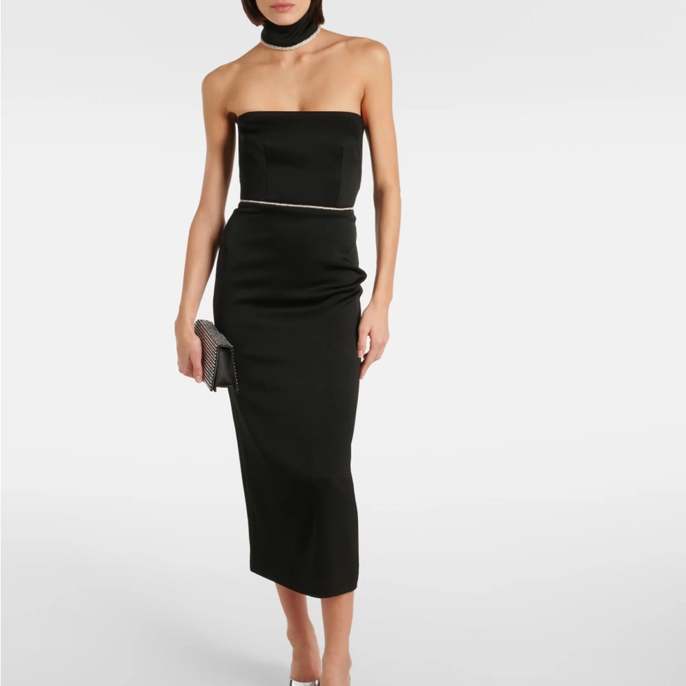 Alex perry crystal embellished satin midi dress